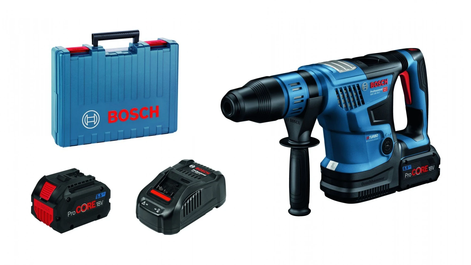 Bosch GBH 18V-36 C 18V Li-Ion Accu BiTurbo SDS-Max Boorhamer Set (2x 5,5Ah) In Koffer - 7J - Koolborstelloos - 0611915003