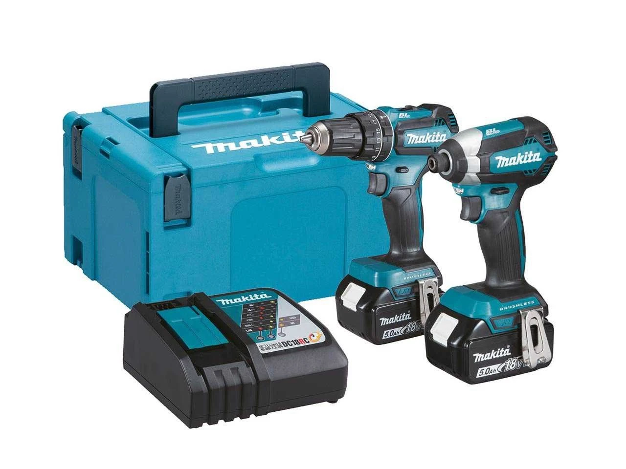 Makita DLX2283TJ 18V Li-Ion Accu Klopboor-/schroefmachine (DHP485) & Slagschroevendraaier (DTD153) Combiset (2x 5,0Ah Accu) In Mbox - Koolborstelloos